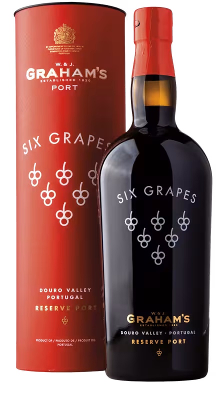 Láhev Graham’s Six Grapes Reserve Port s černou etiketou